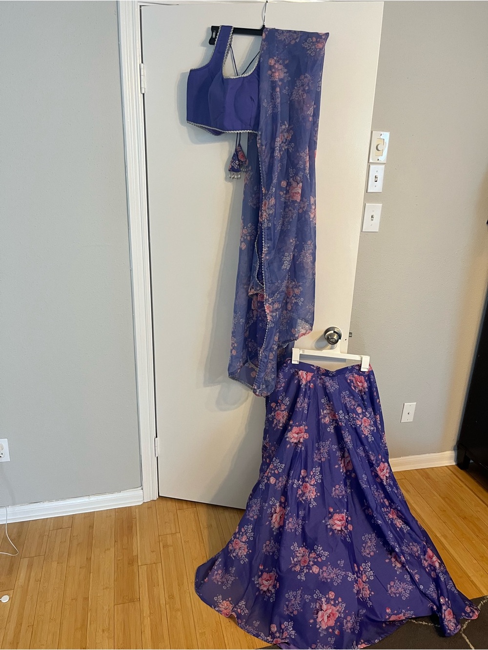 Lashkaraa Periwinkle Floral Lehenga Set with Sheer Dupatta